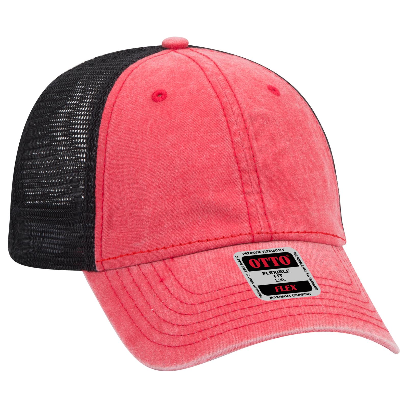 Custom Embroidered or DTF Printed - OTTO CAP® OTTO FLEX® Fitted 6 Panel Low Profile Mesh Back Trucker Hat
