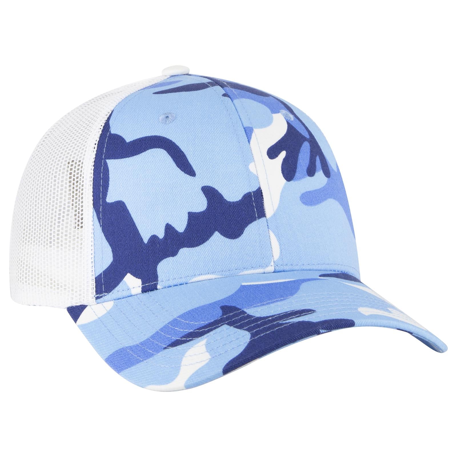 Custom Embroidered or DTF Printed - OTTO CAP® Camouflage 6 Panel Low Profile Mesh Back Trucker Hat