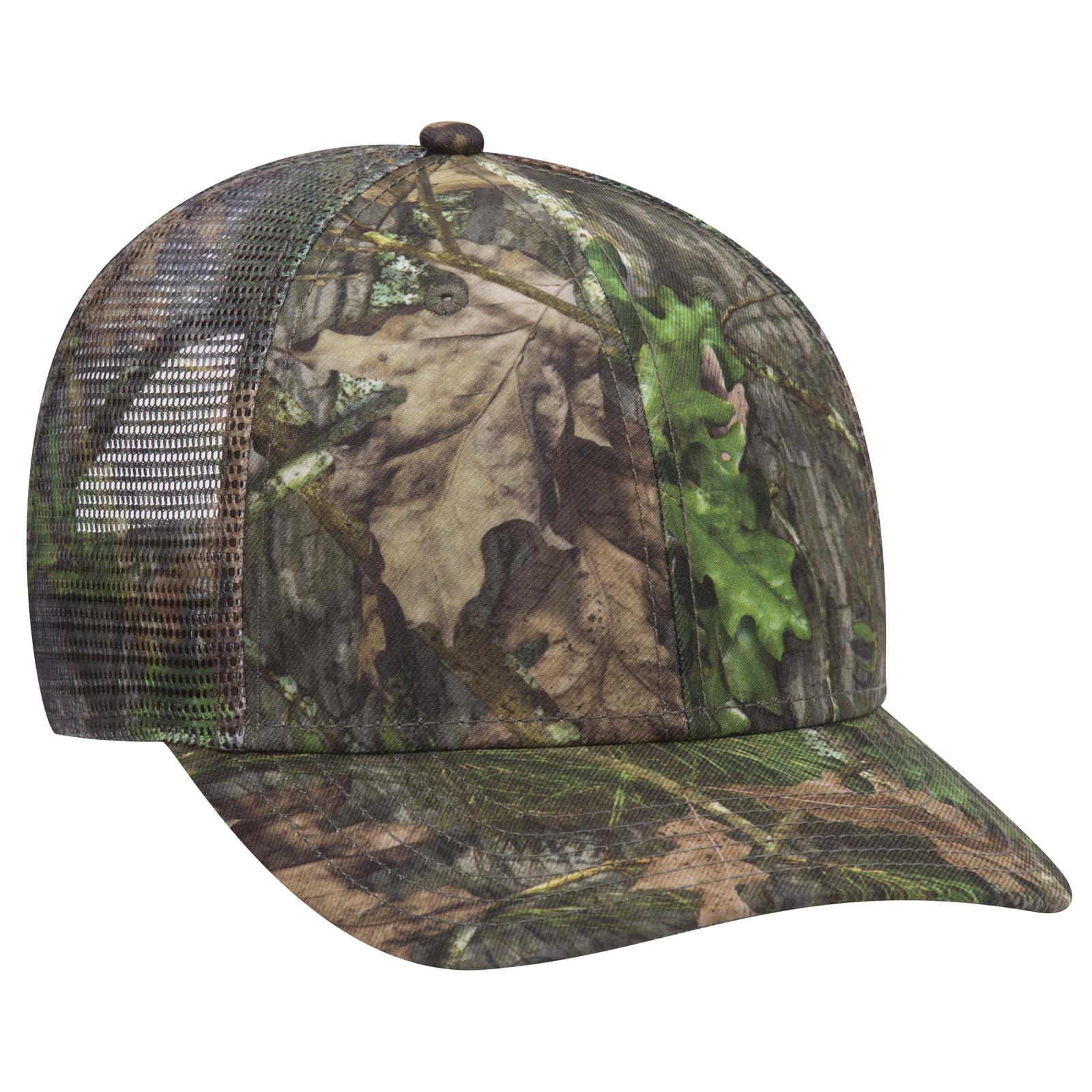 Custom Embroidered or DTF Printed - OTTO CAP® Mossy Oak Camouflage Superior Polyester Twill 6 Panel Low Profile Mesh Back Trucker Hat