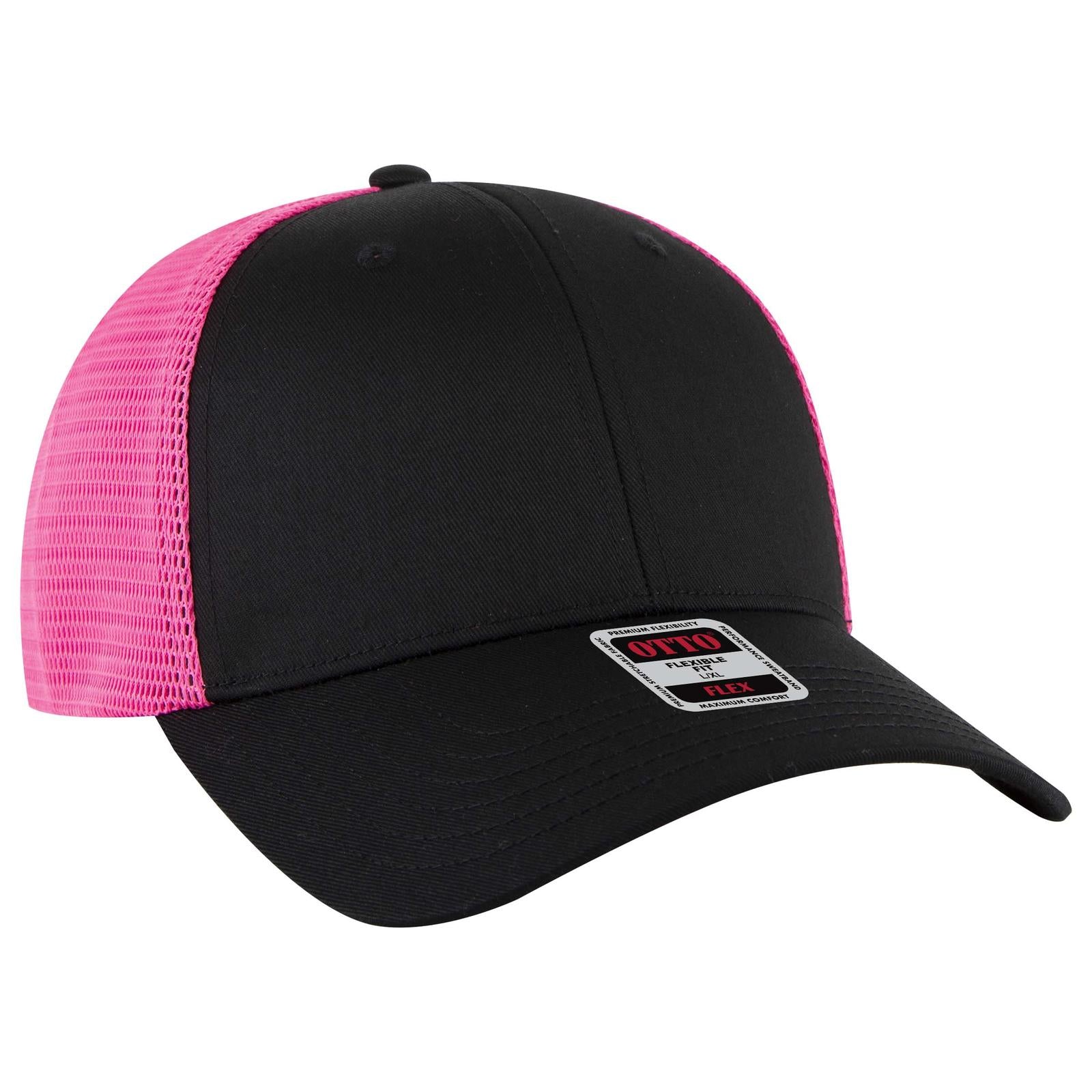 Custom Embroidered or DTF Printed - OTTO CAP® OTTO FLEX® Fitted 6 Panel Low Profile Mesh Back Trucker Hat