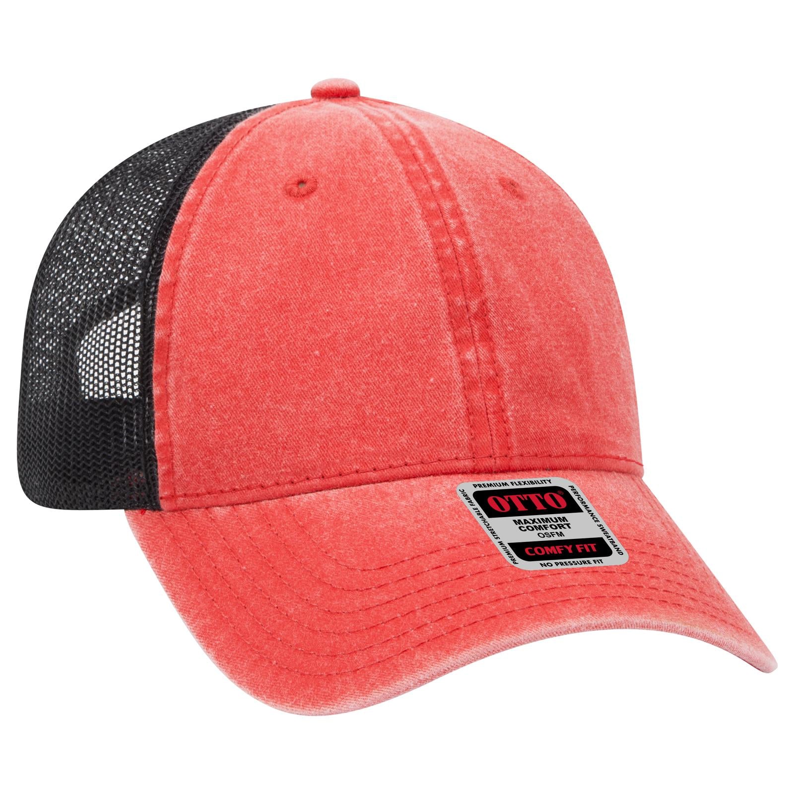 Custom Embroidered or DTF Printed - OTTO CAP® OTTO COMFY FIT® 6 Panel Low Profile Mesh Back Trucker Hat