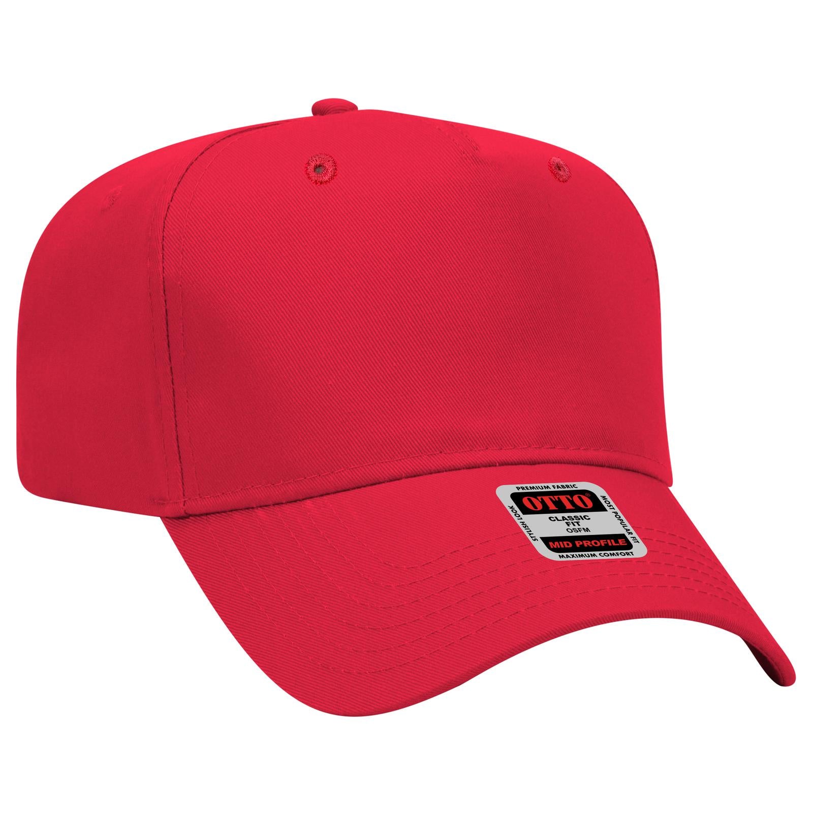 Custom Embroidered - OTTO CAP 5 Panel Mid Profile Baseball Cap