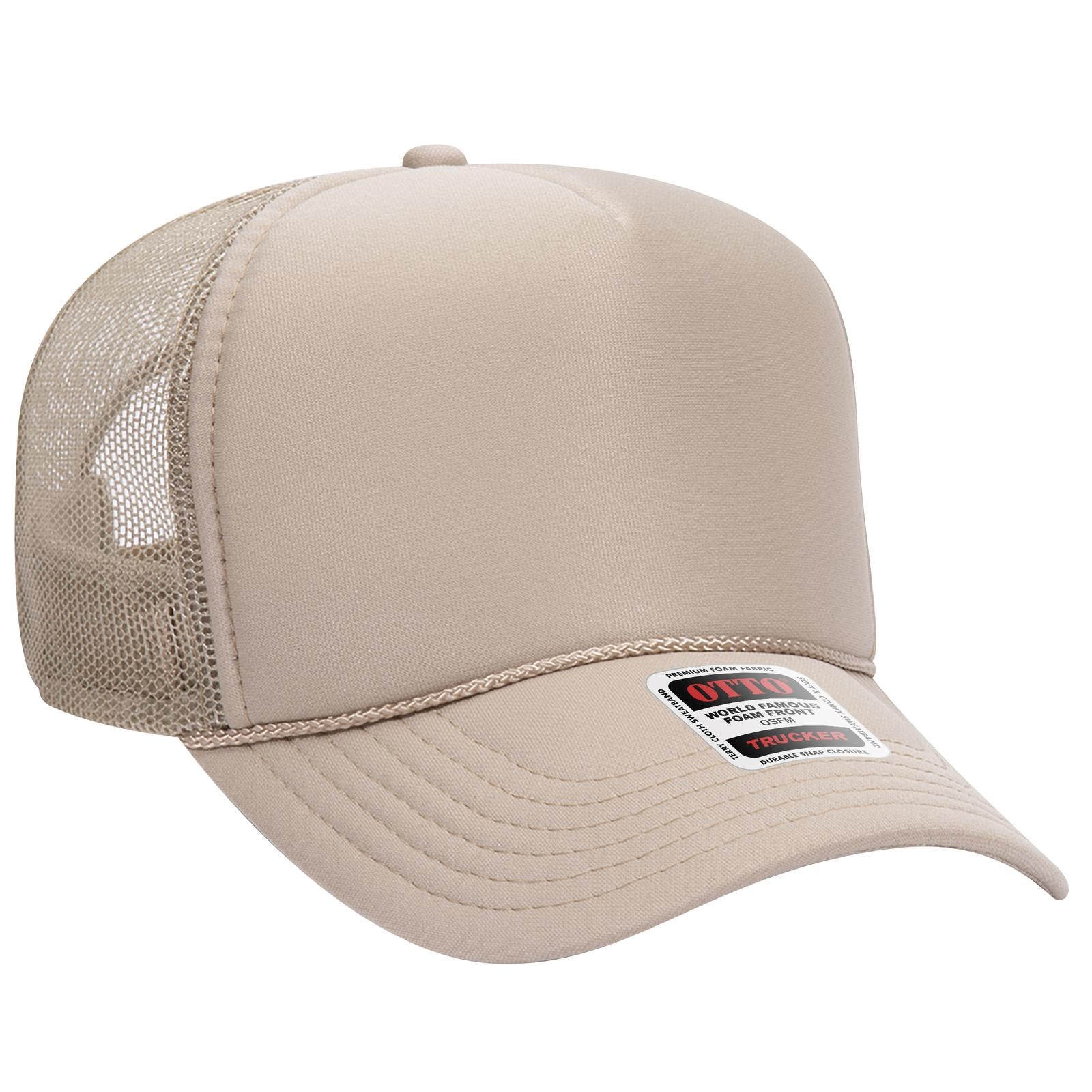 Custom Embroidered - OTTO CAP 5 Panel Mid Profile Mesh Back Trucker Hat