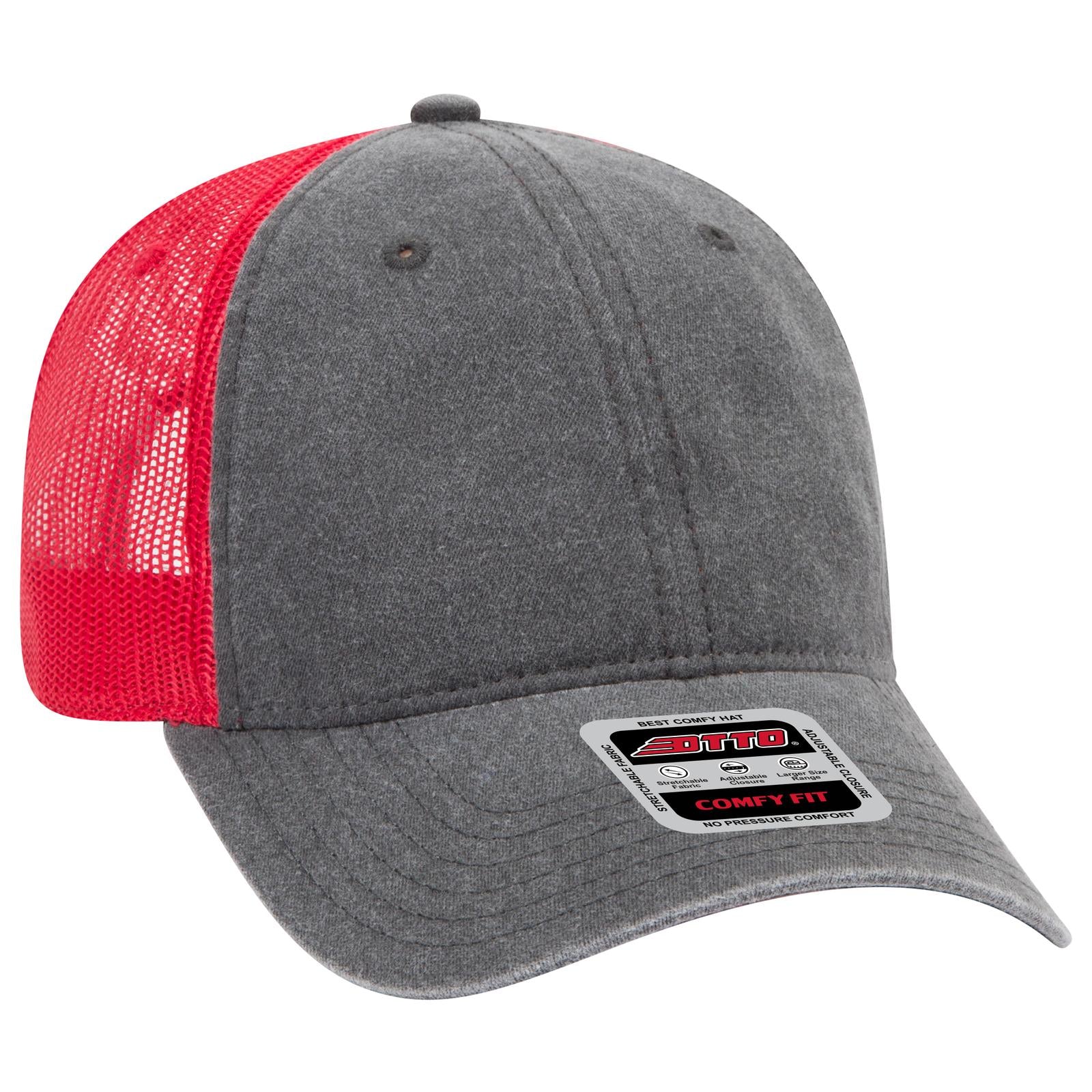 Custom Embroidered or DTF Printed - OTTO CAP® OTTO COMFY FIT® 6 Panel Low Profile Mesh Back Trucker Hat