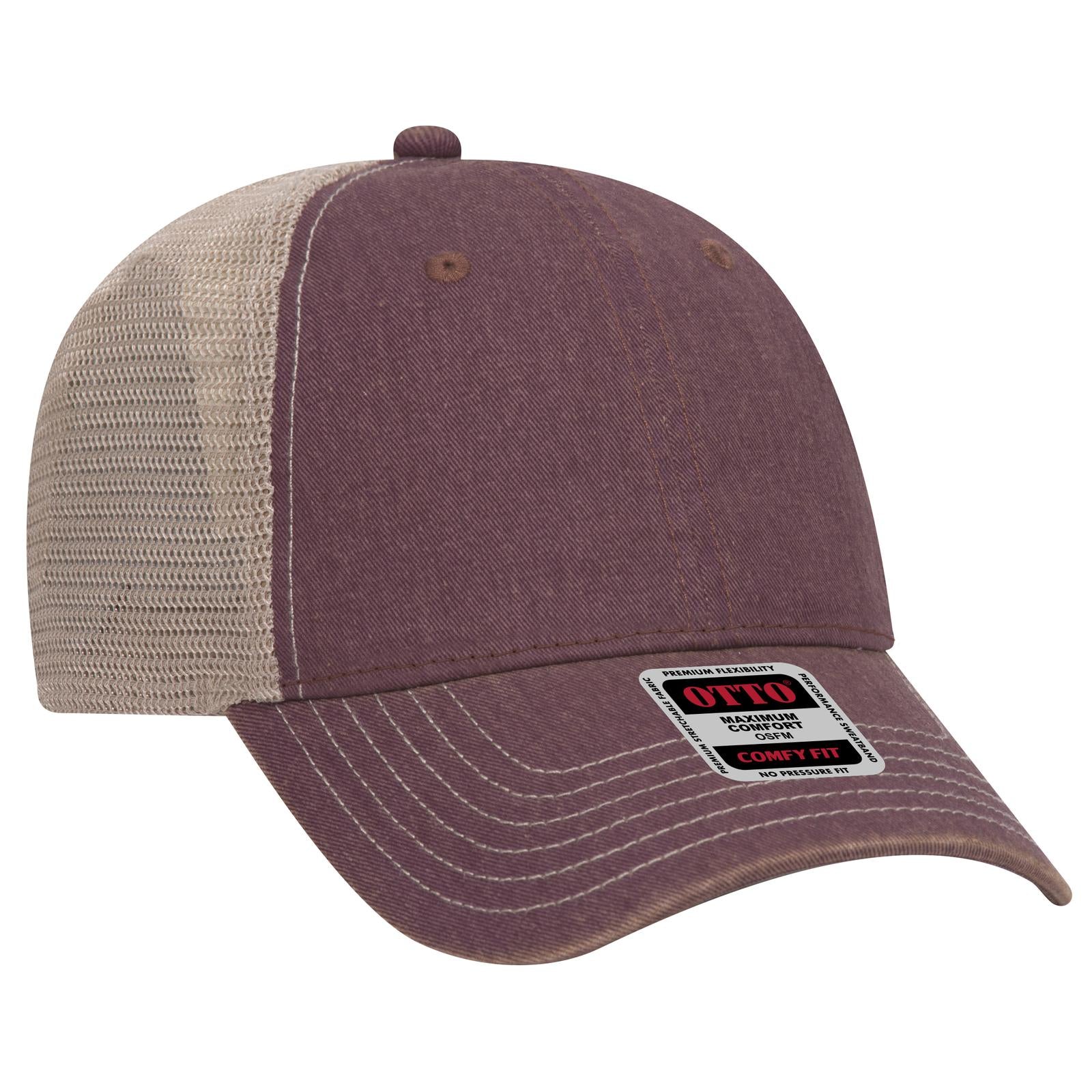 Custom Embroidered or DTF Printed - OTTO CAP® 6 Panel Low Profile Mesh Back Trucker Dad Hat