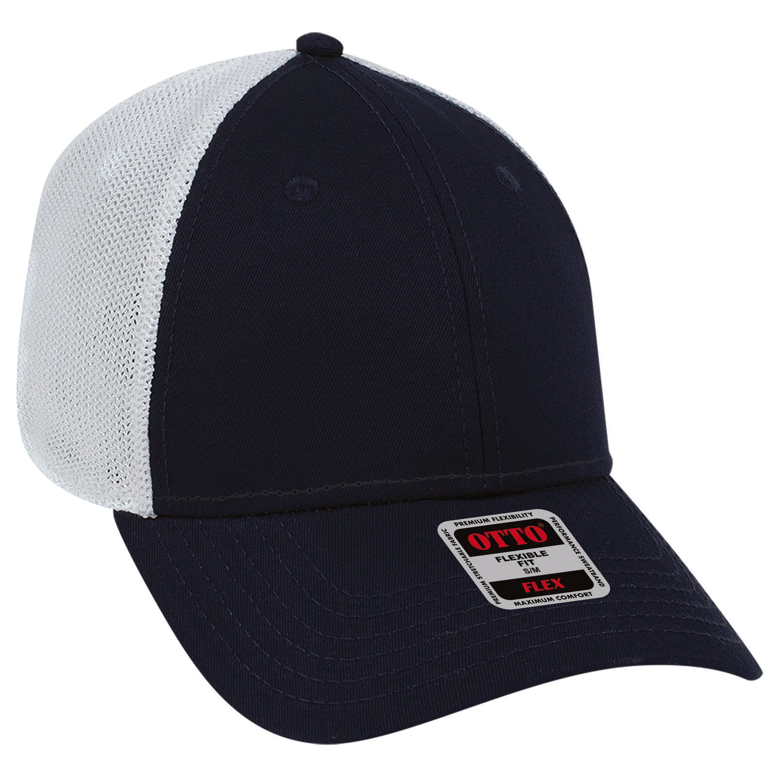 Custom Embroidered or DTF Printed - OTTO CAP® OTTO FLEX® Fitted 6 Panel Low Profile Mesh Back Trucker Hat