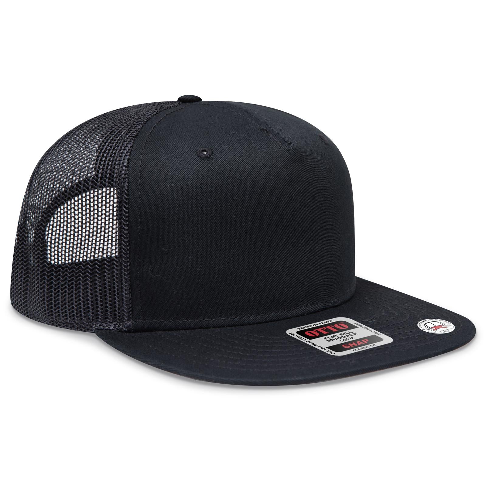 Custom Embroidered or DTF Printed - OTTO CAP® OTTO SNAP 5 Panel Pro Style Mesh Back Trucker Snapback Hat