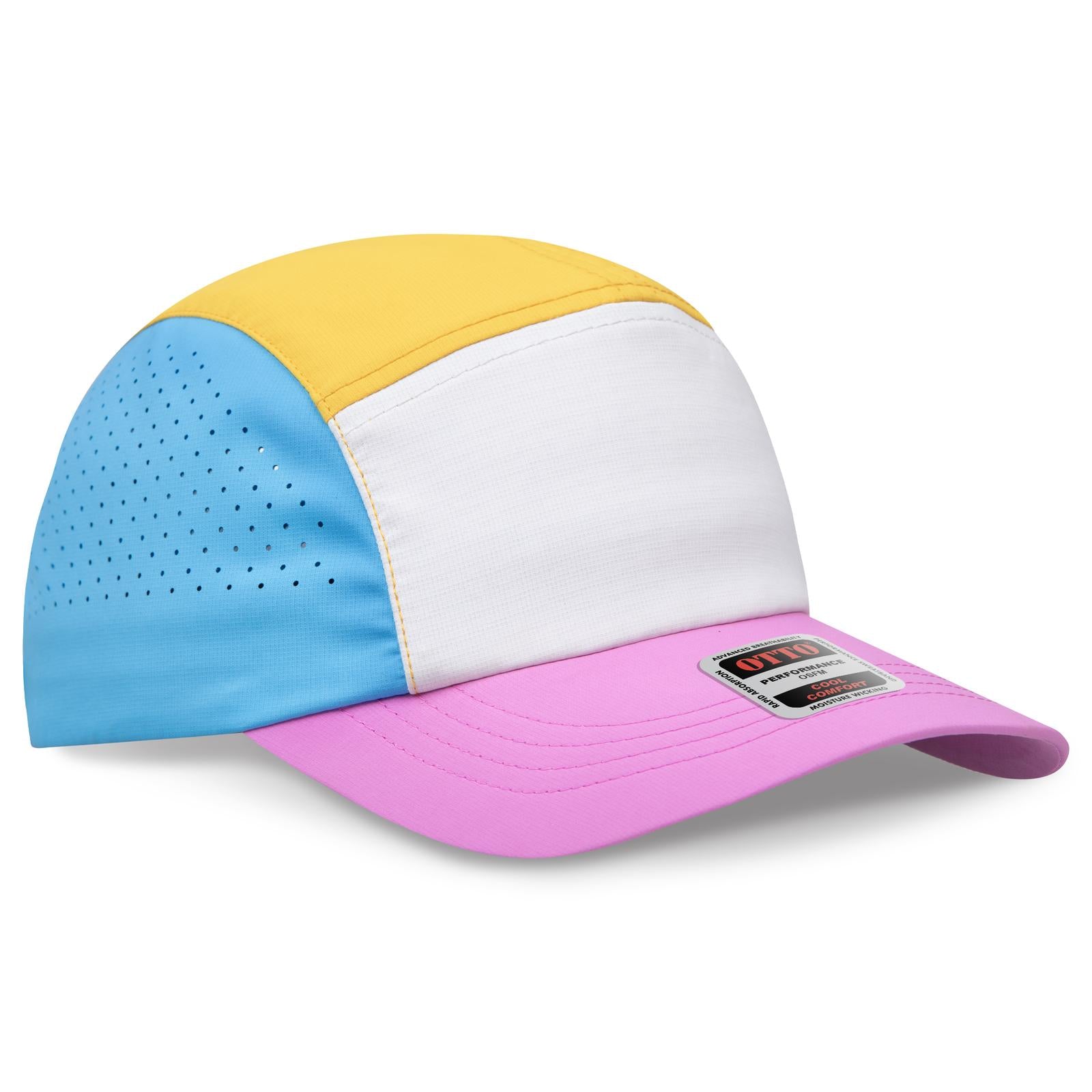 Custom Embroidered or DTF Printed - OTTO CAP® 5 Panel Running Hat w/ Elastic Soft Visor