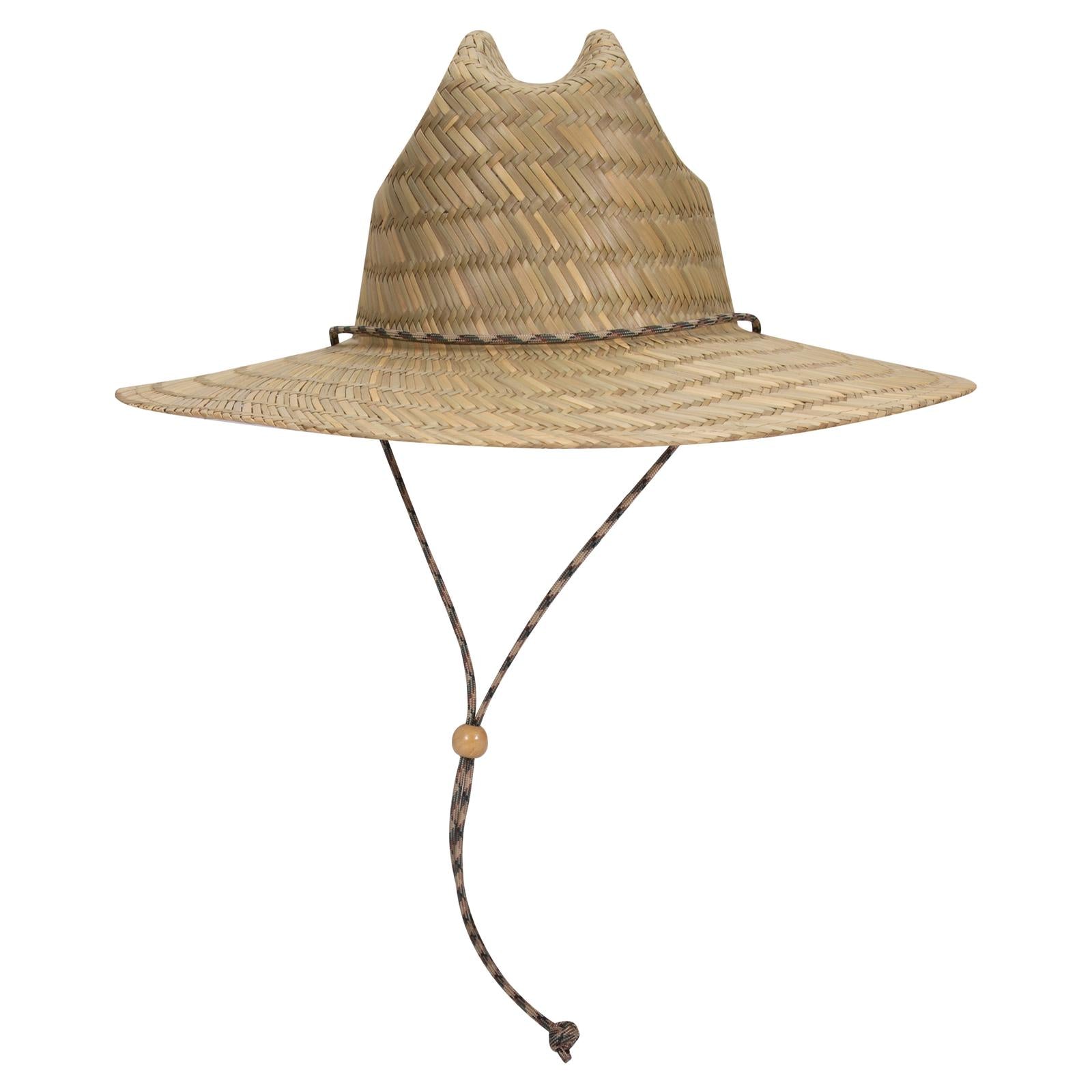 Custom Embroidered or DTF Printed - OTTO CAP® Straw Lifeguard Hat w/ Adjustable Cord