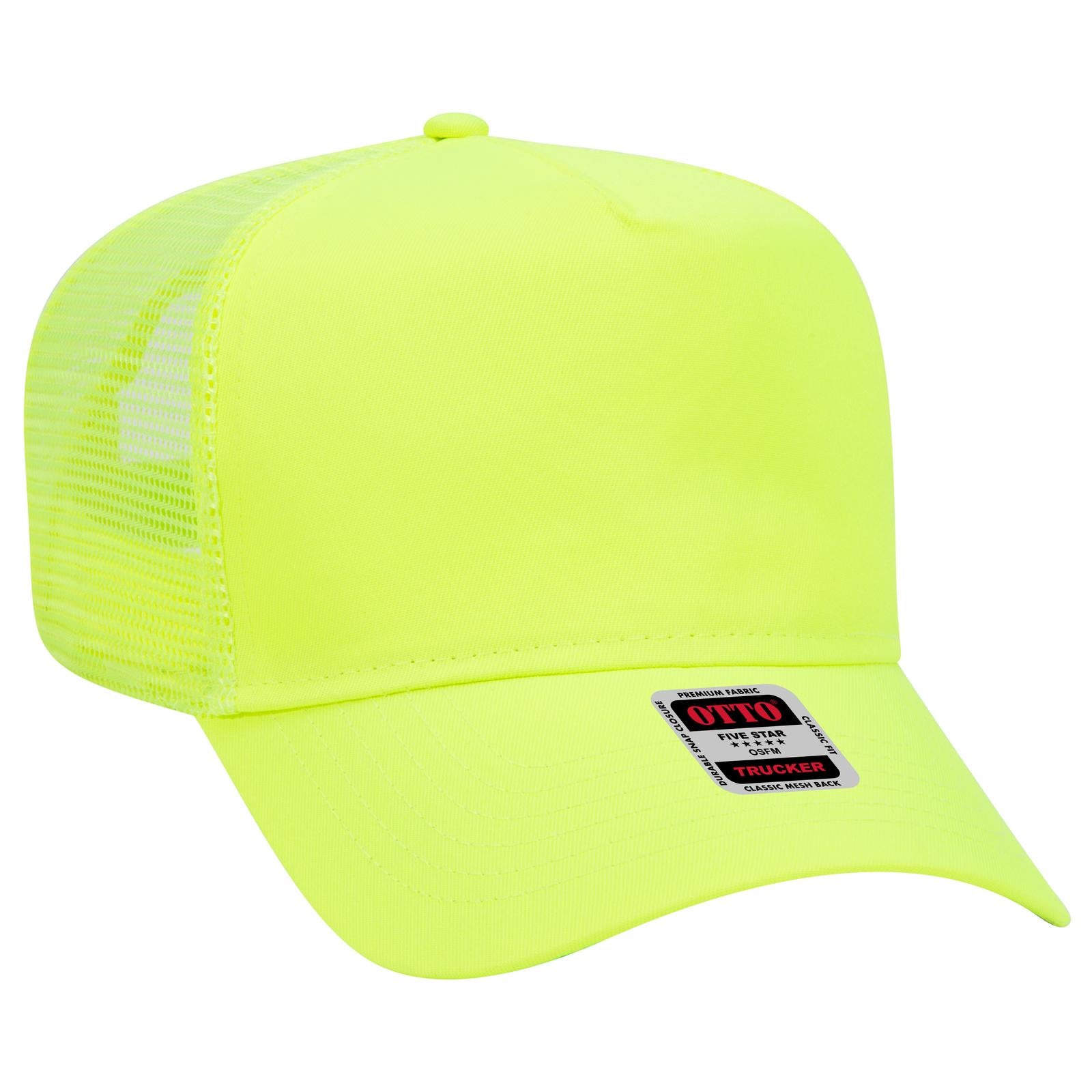 Custom Embroidered - OTTO CAP 5 Panel Mid Profile Mesh Back Trucker Hat