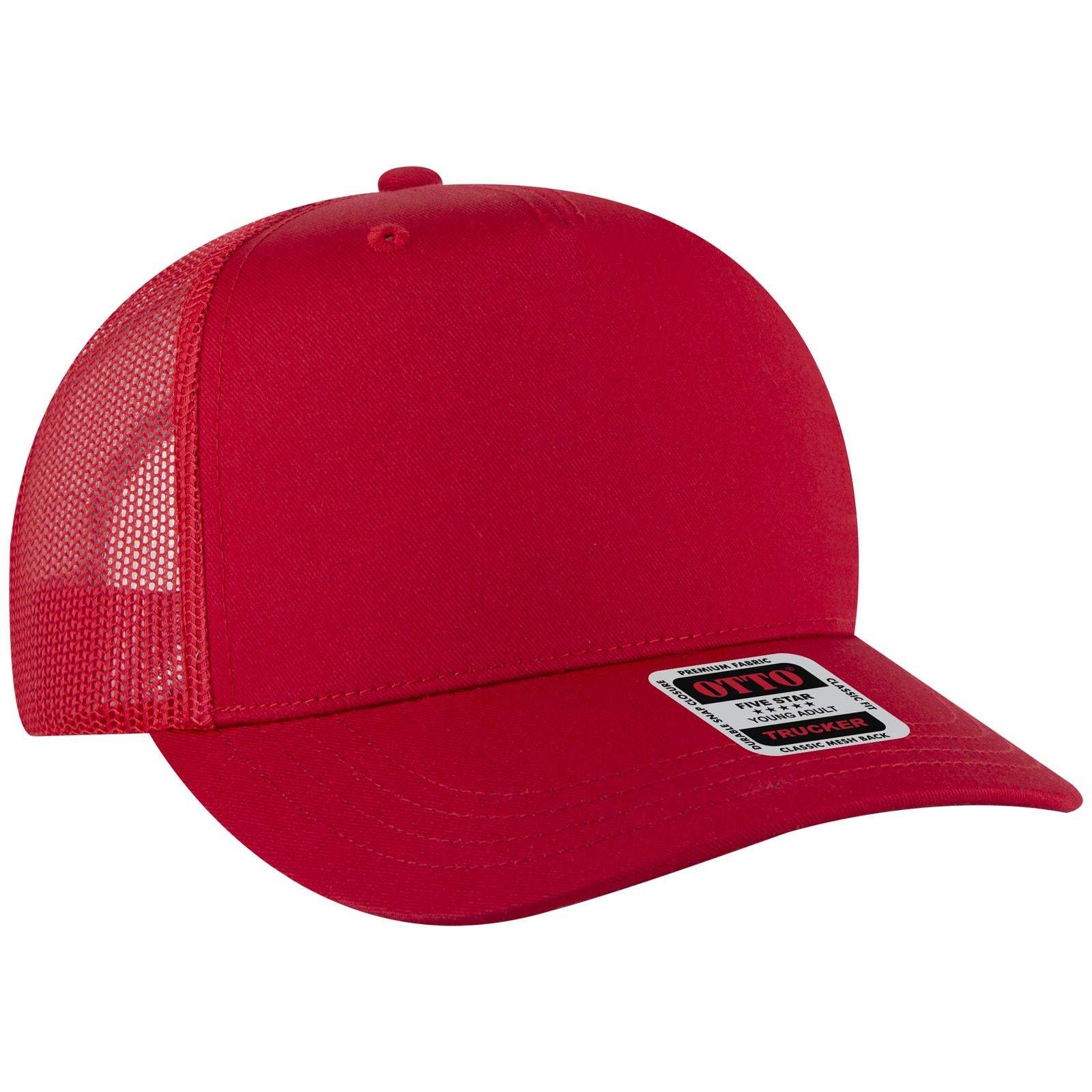 Custom Embroidered - OTTO CAP 5 Panel Mid Profile Mesh Back Trucker Hat