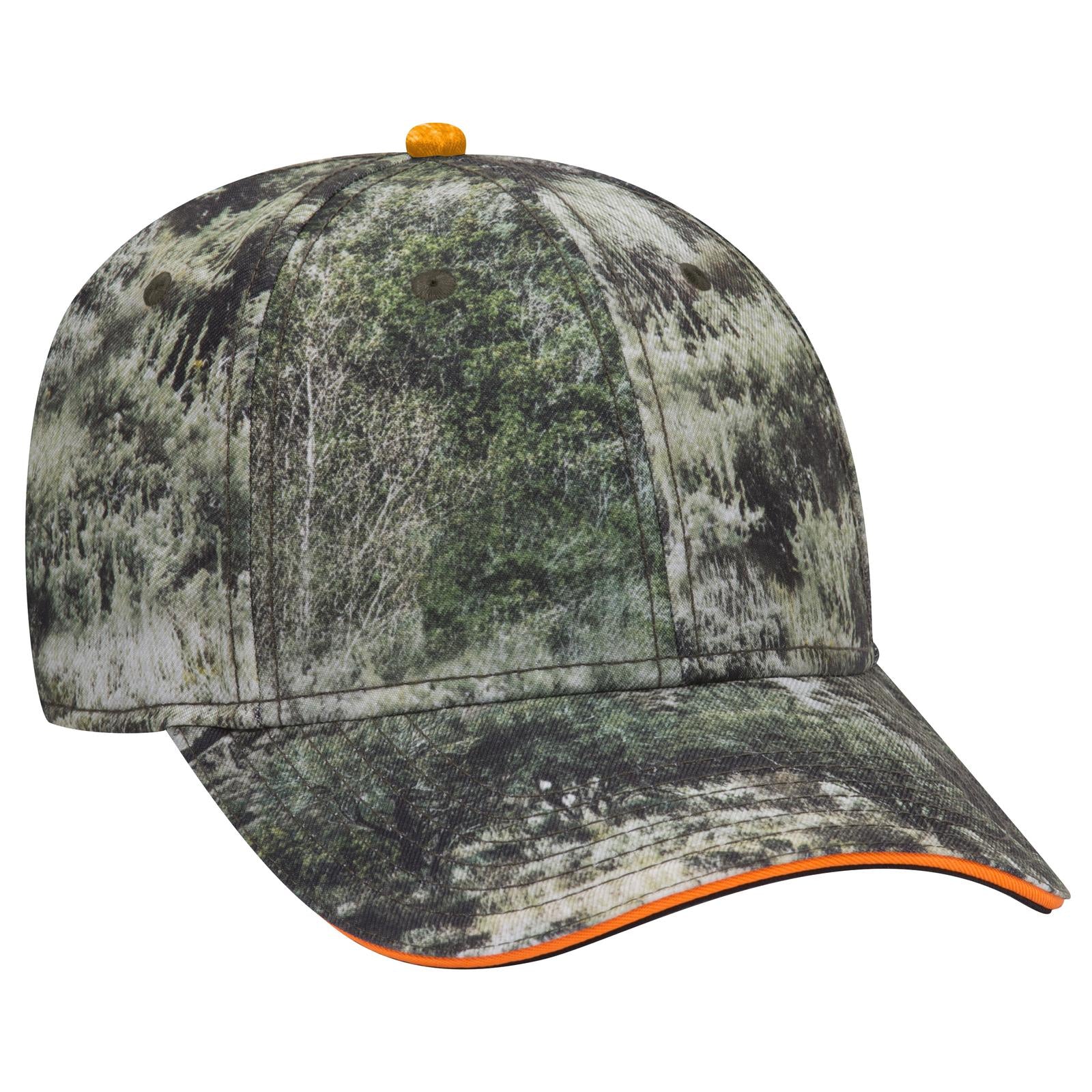 Custom Embroidered or DTF Printed - OTTO CAP® Mossy Oak Camouflage Sandwich Visor 6 Panel Low Profile Baseball Cap