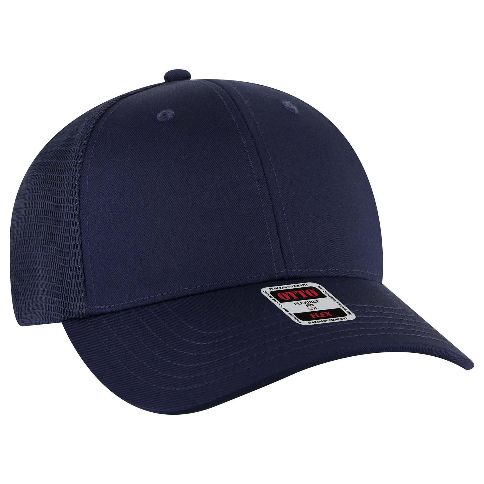 Custom Embroidered or DTF Printed - OTTO CAP® OTTO FLEX® Fitted 6 Panel Low Profile Mesh Back Trucker Hat