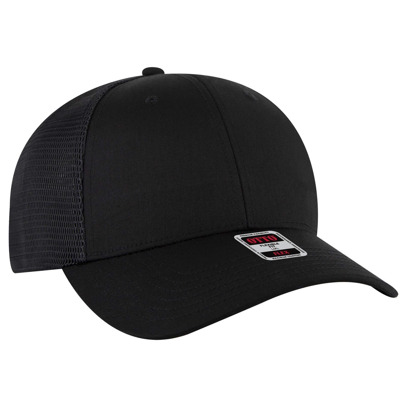 Custom Embroidered or DTF Printed - OTTO CAP® OTTO FLEX® Fitted 6 Panel Low Profile Mesh Back Trucker Hat