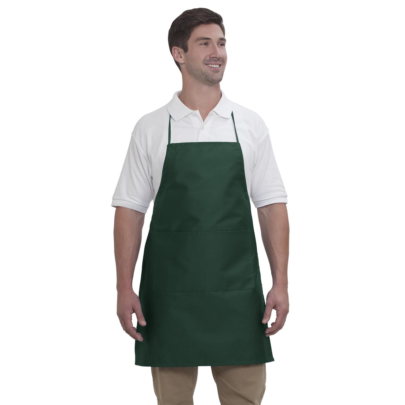 Custom Embroidered or DTF Printed - OTTO 2 Pocket Full Length Adjustable Bib Apron