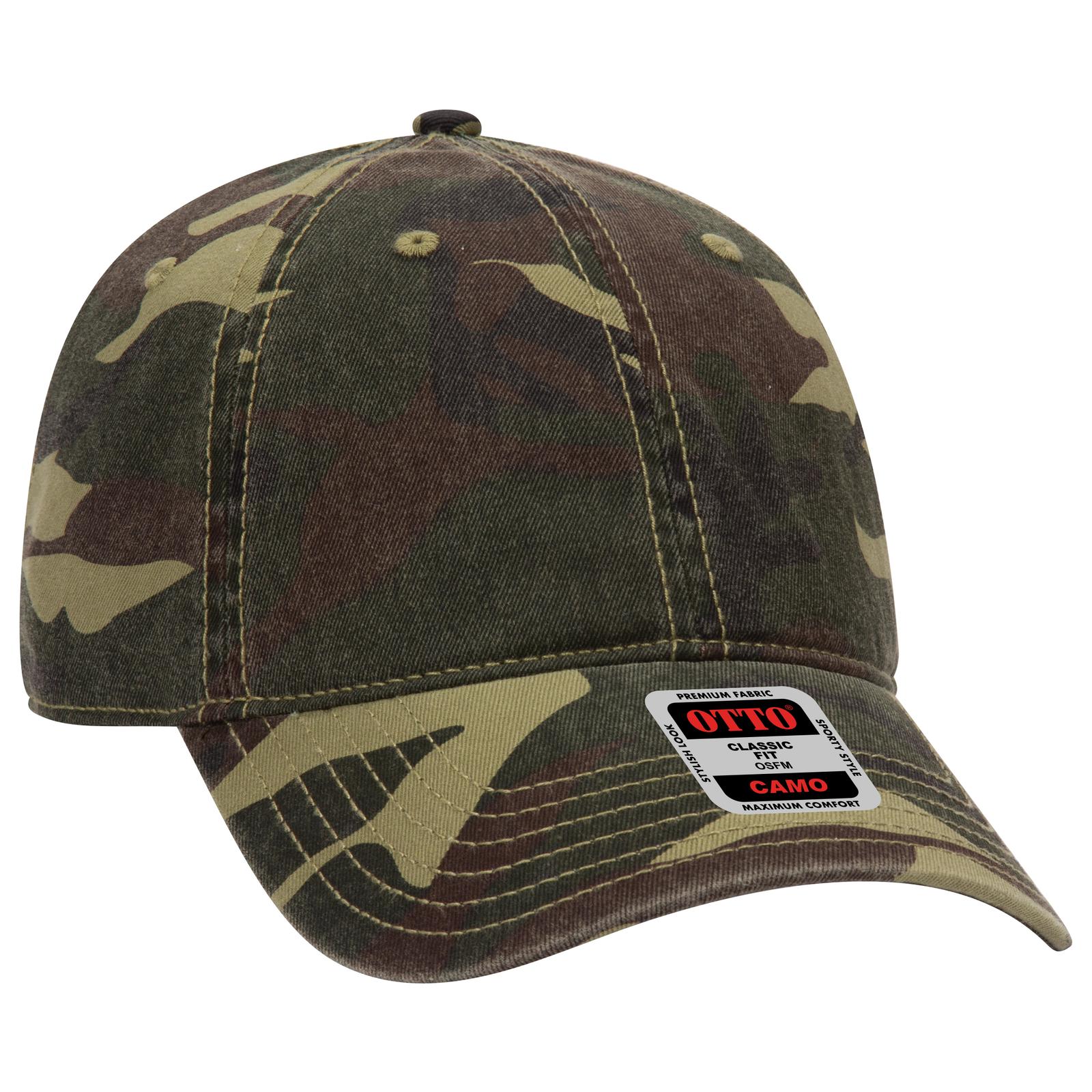 Custom Embroidered or DTF Printed - OTTO CAP® Camouflage 6 Panel Low Profile Baseball Cap