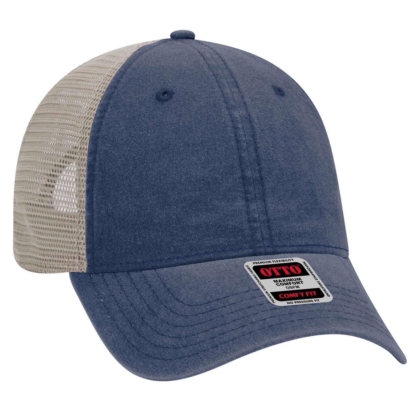 Custom Embroidered or DTF Printed - OTTO CAP® OTTO COMFY FIT® 6 Panel Low Profile Mesh Back Trucker Hat
