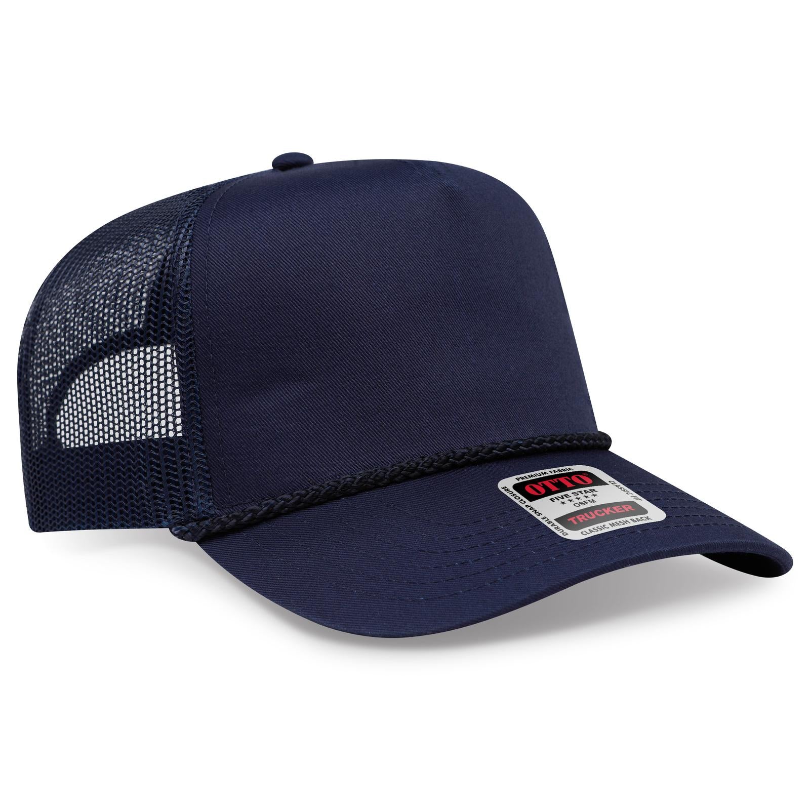 Custom Embroidered or DTF Printed - OTTO CAP® 5 Panel Mid Profile Mesh Back Trucker Hat