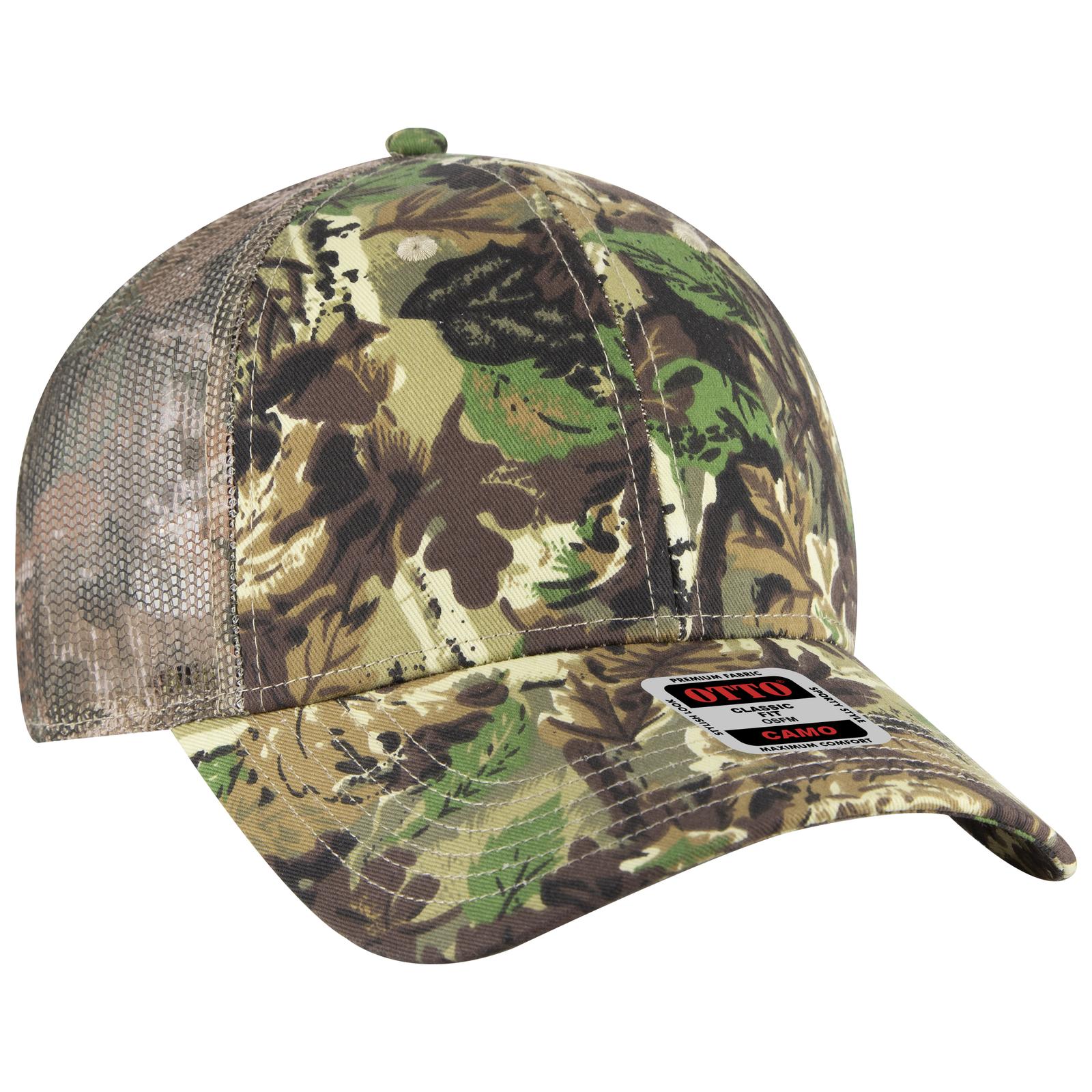 Custom Embroidered or DTF Printed - OTTO CAP® Camouflage 6 Panel Low Profile Mesh Back Trucker Hat