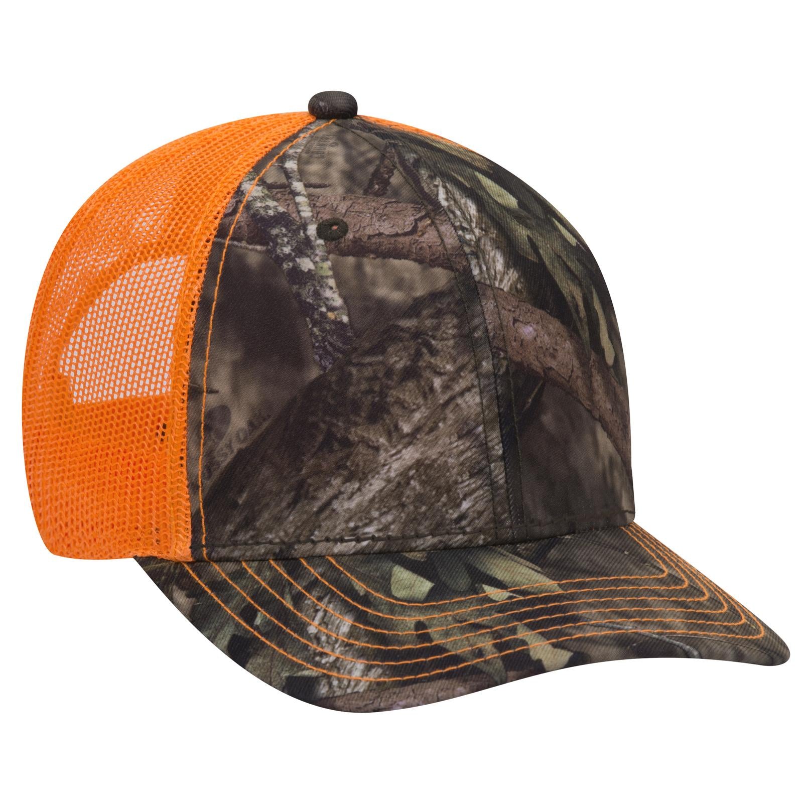 Custom Embroidered or DTF Printed - OTTO CAP® Mossy Oak Camouflage 6 Panel Low Profile Mesh Back Trucker Hat