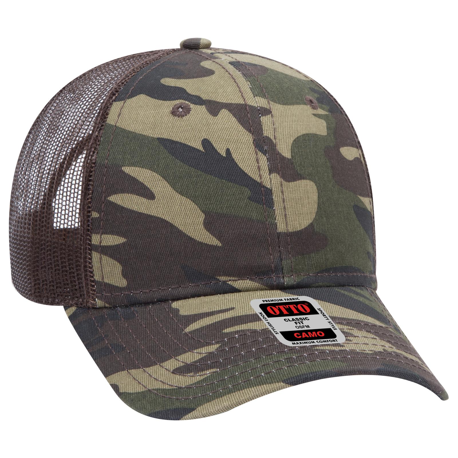 Custom Embroidered or DTF Printed - OTTO CAP® Camouflage 6 Panel Low Profile Mesh Back Trucker Hat