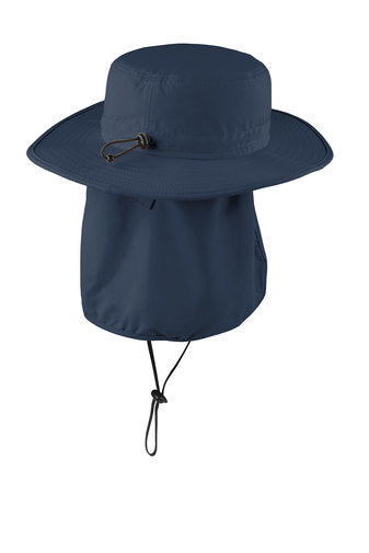 Custom Embroidered Outdoor Wide-Brim Hat with Sun Shade Flap. C920