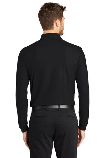 Custom Embroidery on Long Sleeve Classic Pique Polo Shirt - Personalize with your own Logo or Text