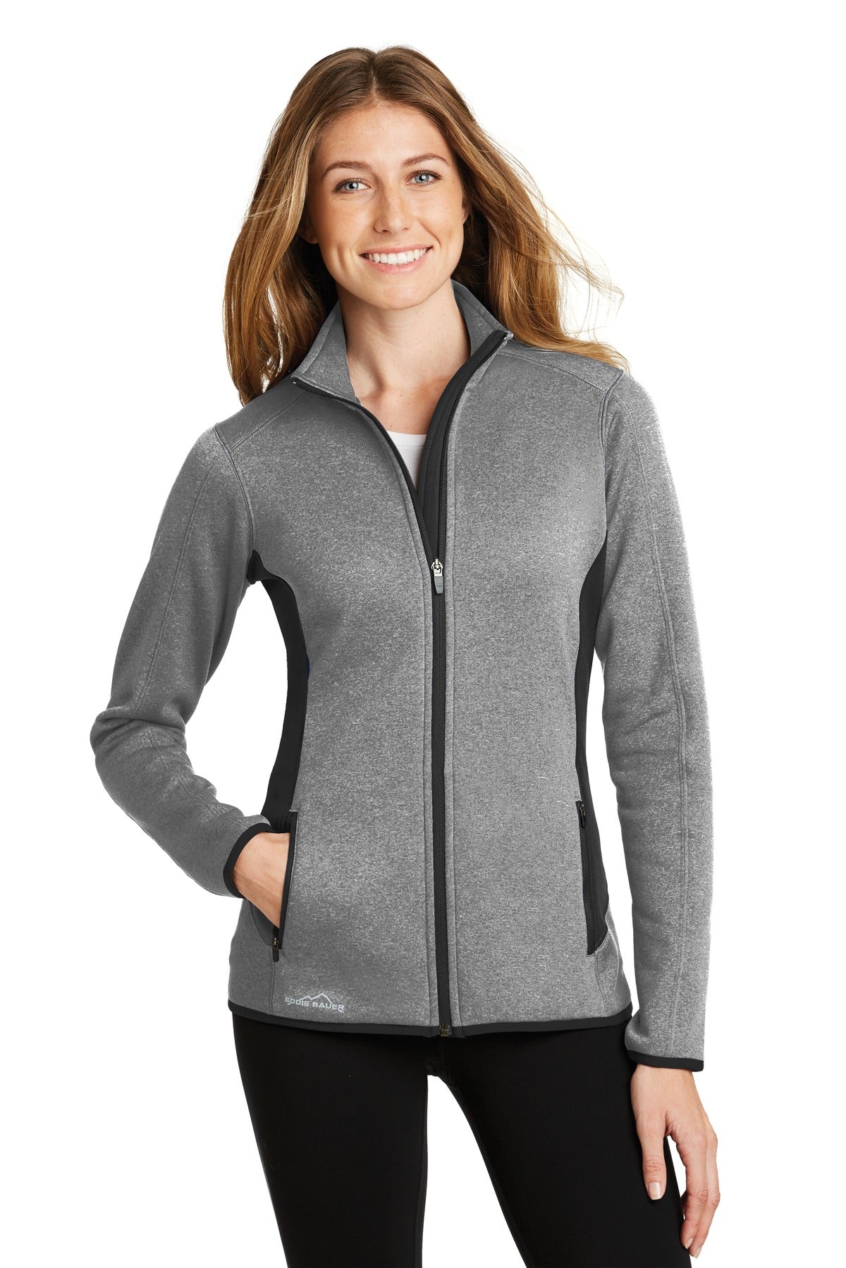 Custom Embroidered - Eddie Bauer® Ladies Full-Zip Heather Stretch Fleece Jacket. EB239