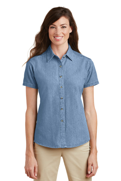 Custom Embroidered Ladies Short Sleeve Value Denim Shirt.  LSP11