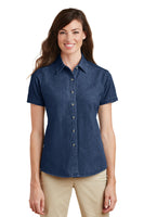 Custom Embroidered Ladies Short Sleeve Value Denim Shirt.  LSP11
