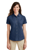 Custom Embroidered Ladies Short Sleeve Value Denim Shirt.  LSP11