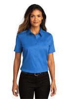 Custom Embroidered Ladies Short Sleeve SuperPro React Twill Shirt. LW809