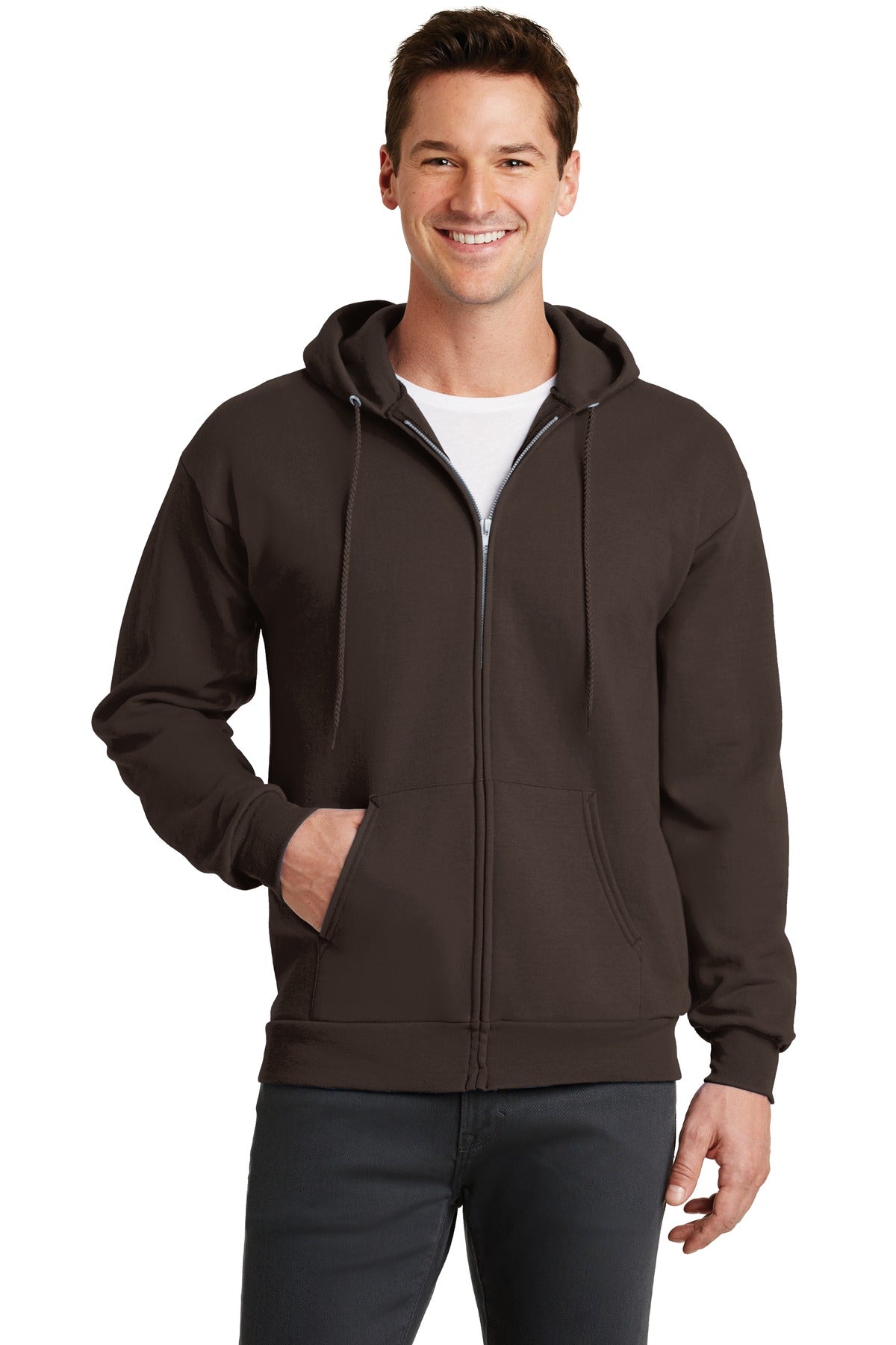 Custom Embroidered - Port & Company® - Core Fleece Full-Zip Hooded Sweatshirt. Includes one 4in x 4in Embroidery on Left or Right Chest. PC78ZH