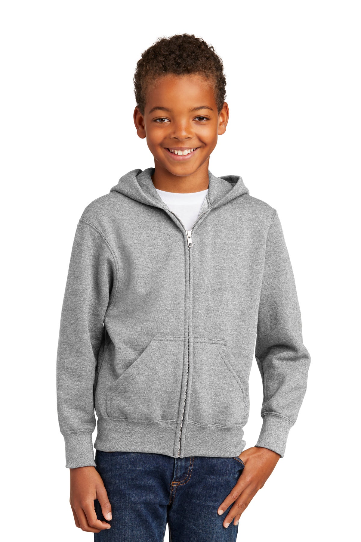 Port & Company® - Youth Core Fleece Full-Zip Hooded Sweatshirt.  PC90YZH