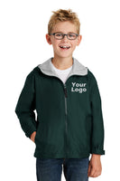 Custom Embroider Youth Team Jacket - Nylon Wind and Water Resistant Outer Shell with Comfy Sweatshirt Fabric Body and Hood Lining