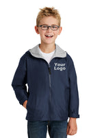 Custom Embroider Youth Team Jacket - Nylon Wind and Water Resistant Outer Shell with Comfy Sweatshirt Fabric Body and Hood Lining