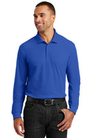 Custom Embroidery on Long Sleeve Classic Pique Polo Shirt - Personalize with your own Logo or Text