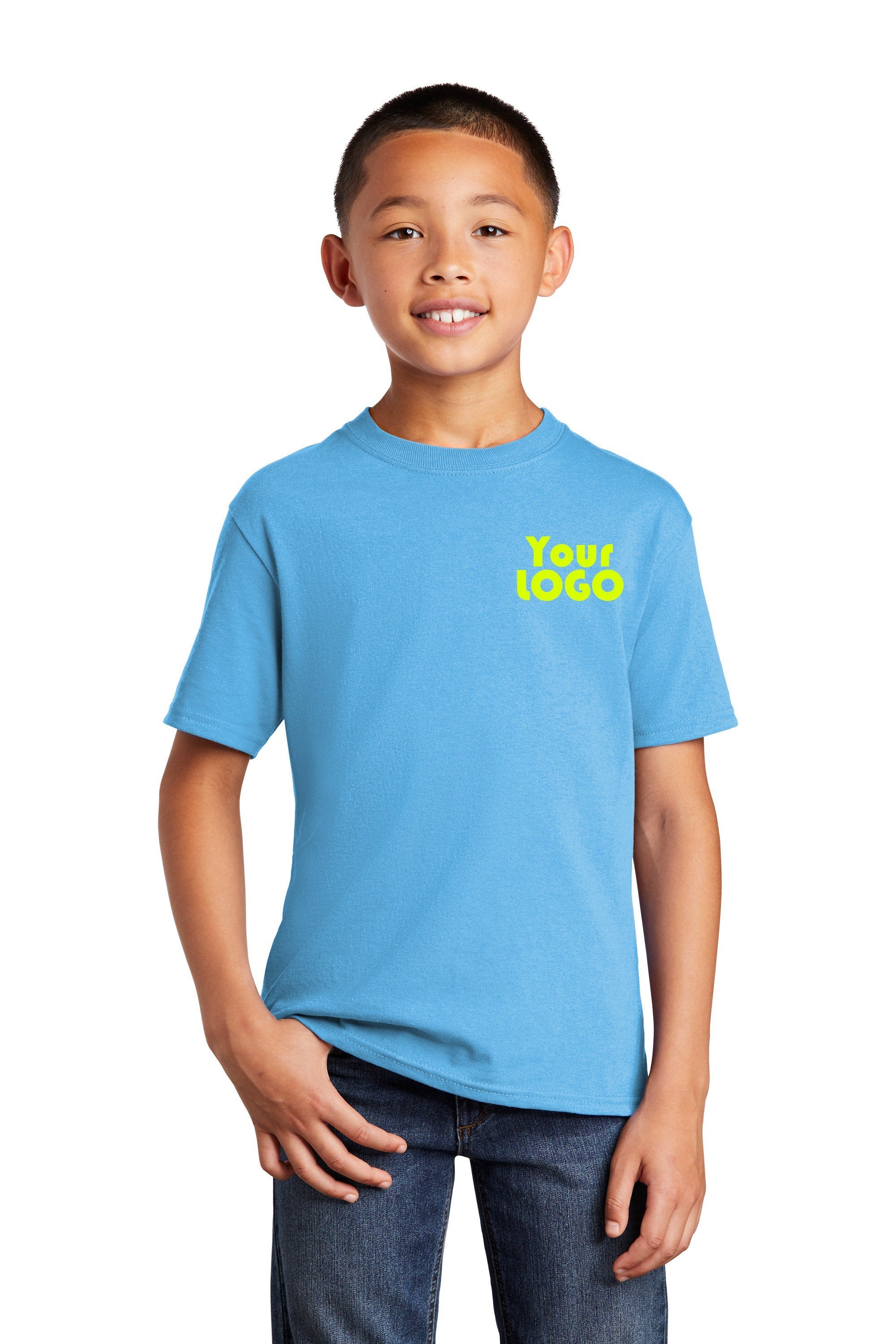 Custom Embroidered Youth Kids Sized T-Shirt Tees - Free Logo Digitizing