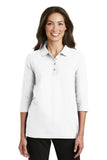 Custom Embroidery on L562 Port Authority Ladies Silk Touch 3/4-Sleeve Polo