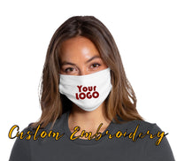 Custom Embroidered Cotton Knit Face Mask - Embroider up to 3in W x 2.5in H - 3-Ply Mask