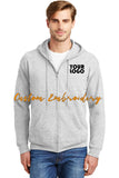 Custom Embroidered Hanes - EcoSmart Full-Zip Hooded Sweatshirt -Personalize with your Logo - 4in x 4in Embroidery Included
