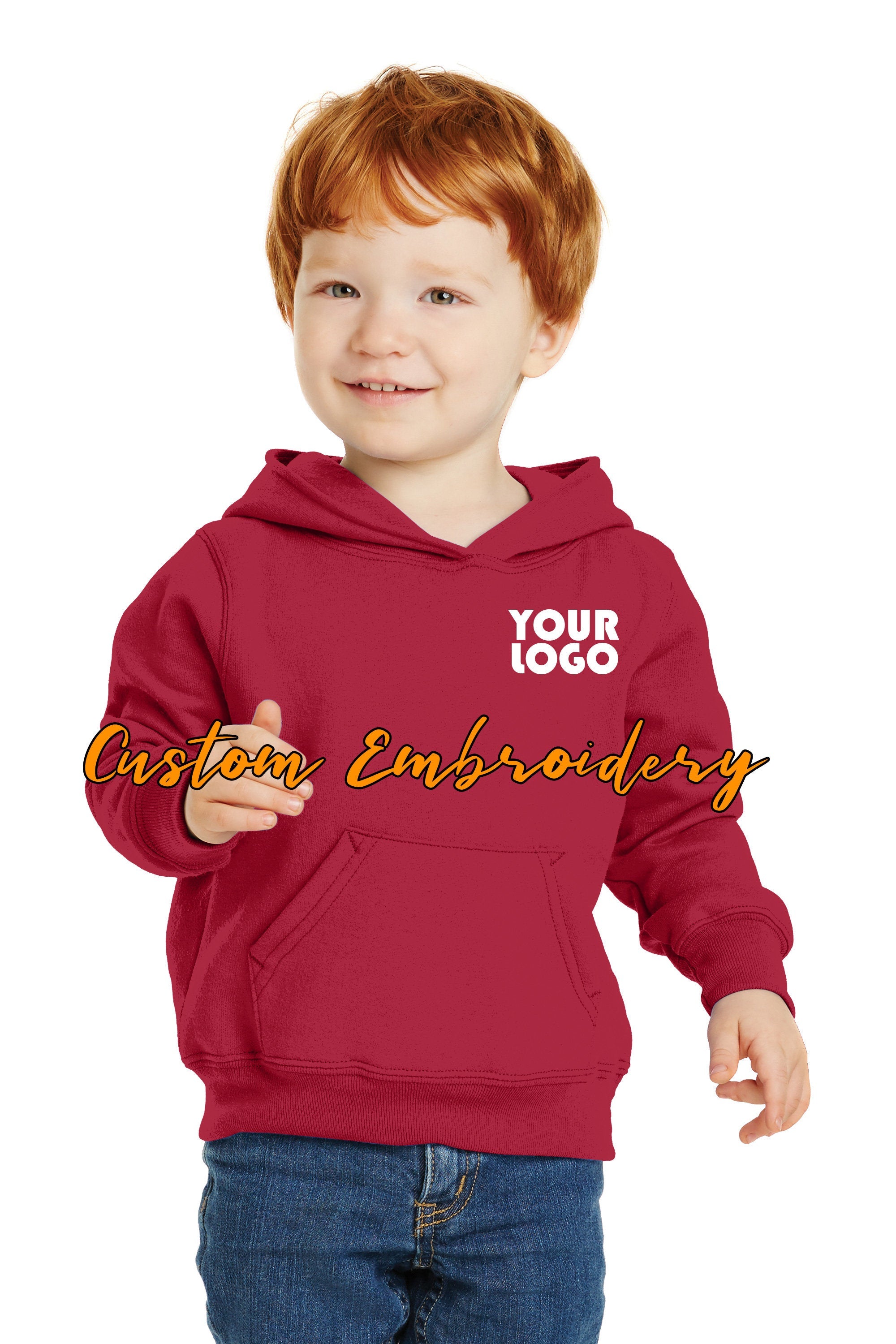 Custom Embroidery on Toddler Core Fleece Pullover Hooded Sweatshirt