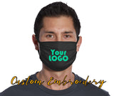 Custom Embroidered Cotton Knit Face Mask - Embroider up to 3in W x 2.5in H - 3-Ply Mask