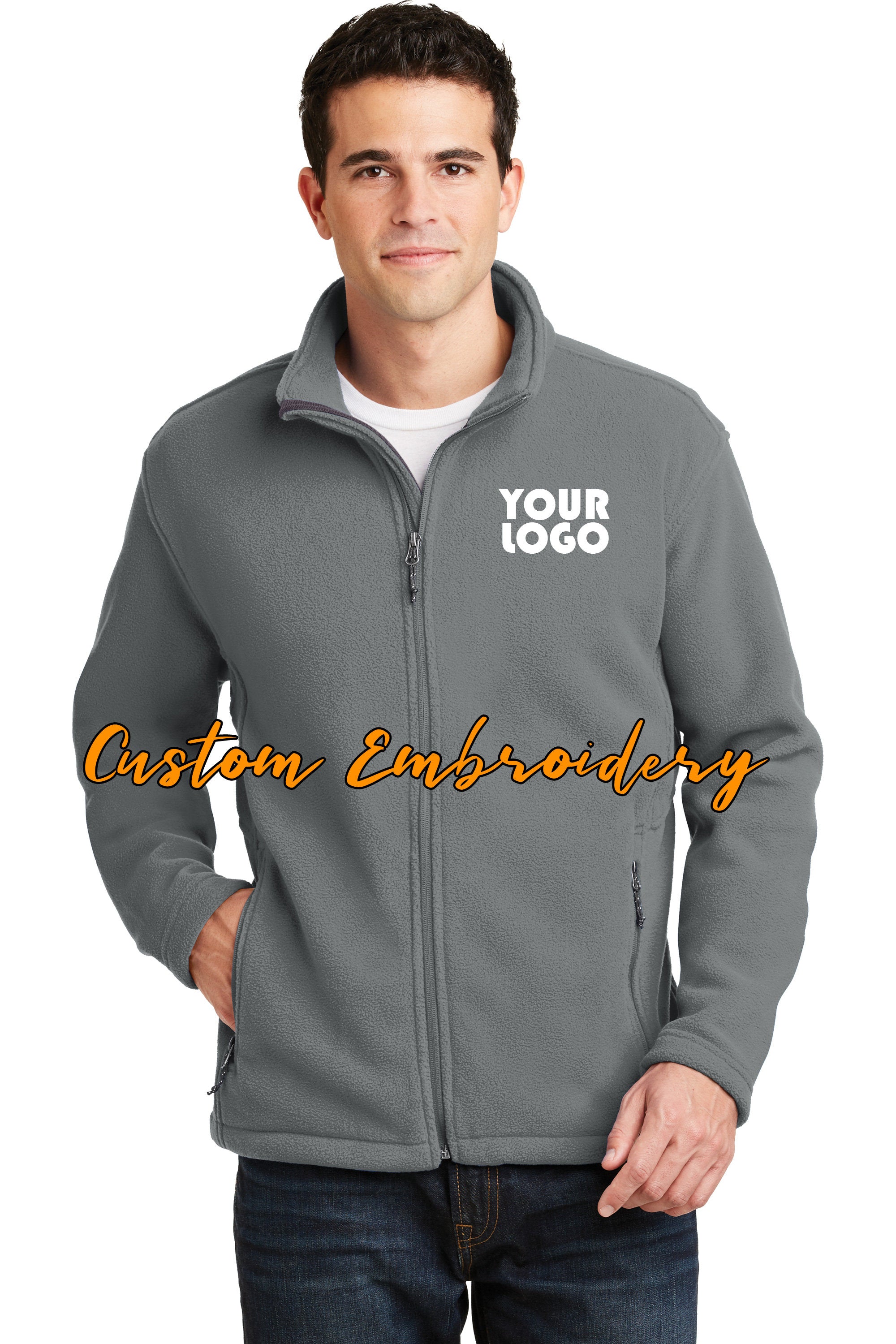 Custom Embroidered Men's Fleece Jacket - Midweight Fleece for everyday wear - Personalized Jacket - 4in by 4in Embroidery Included