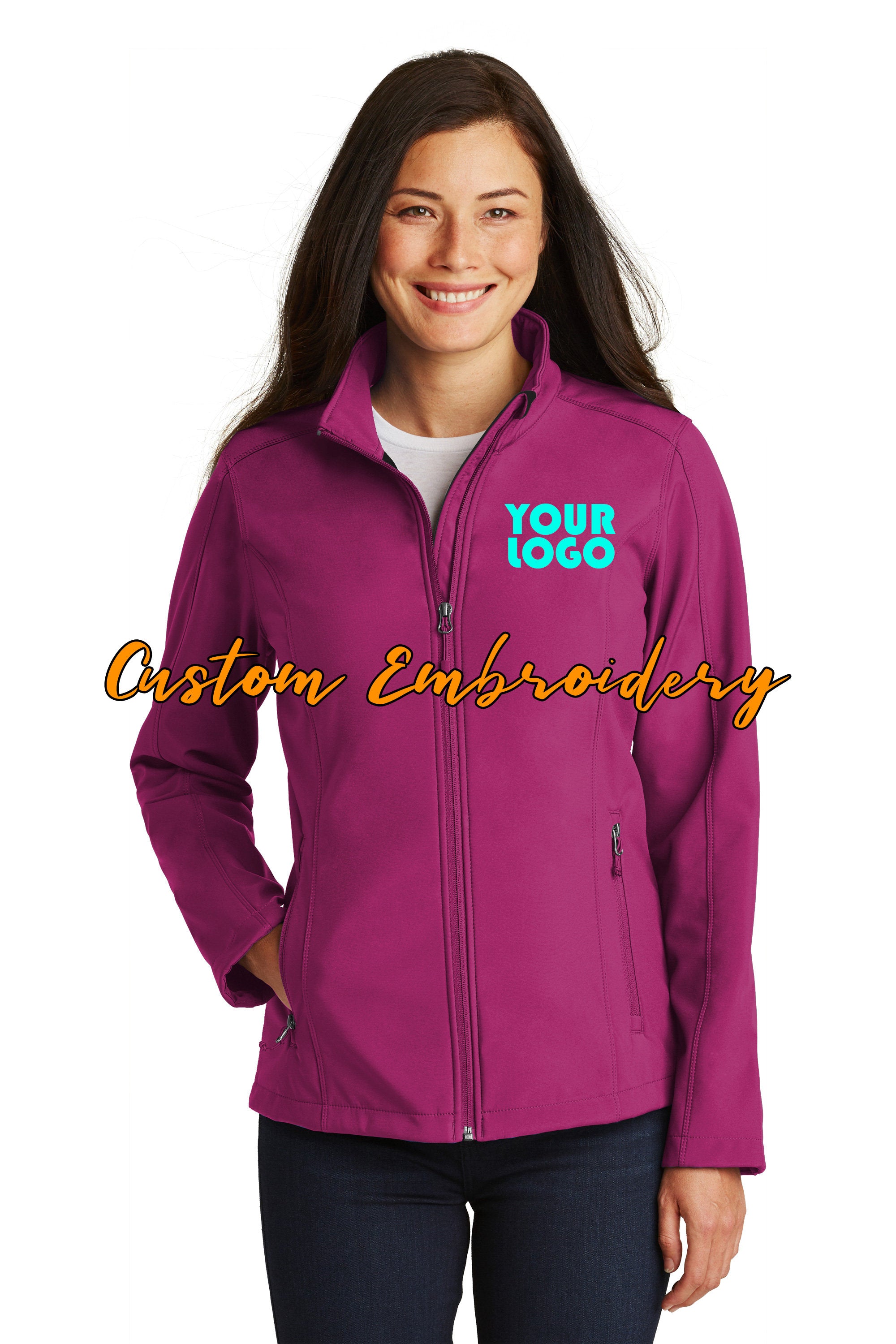 Custom Embroidery on Ladies Core Soft Shell Jacket