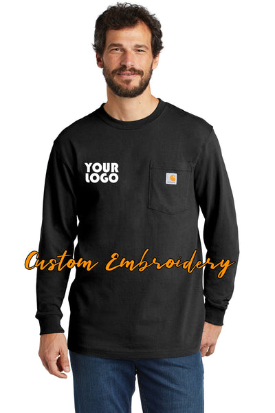 Custom Embroidered Carhartt Workwear Pocket Long Sleeve T-Shirt - Includes 4in x 4in Embroidery - No Setup