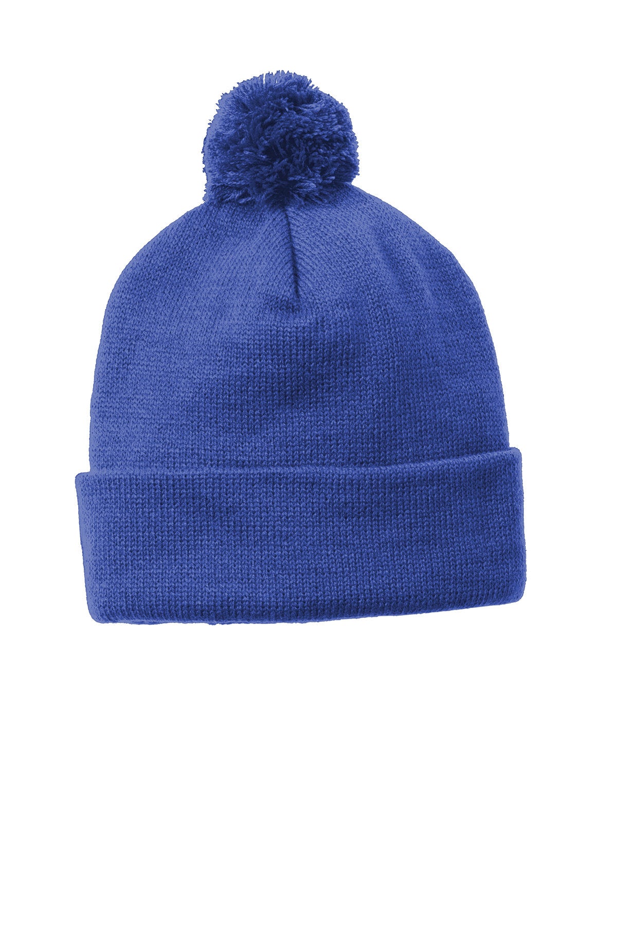 Custom Embroidered Pom Pom Beanies - Includes 4in Wide x 2in High Embroidery on the front of the beanie