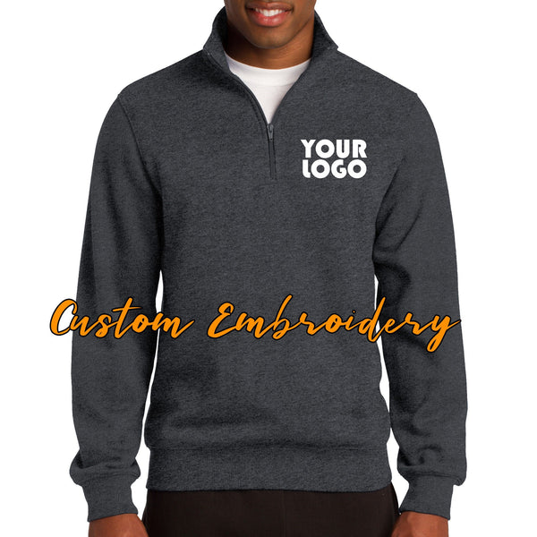 Custom Embroidered Men s Quarter 1 4 Zip Sweatshirt Includes 4in x 4