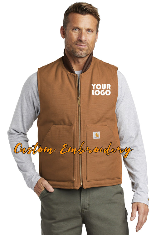 Custom Embroidered Carhartt Duck Vest - Includes 4in x 4in