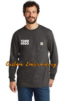 Custom Embroidered Carhartt Workwear Pocket Long Sleeve T-Shirt - Includes 4in x 4in Embroidery - No Setup